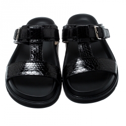 Dior Homme Black Snakeskin Flat Slides Size 42.5