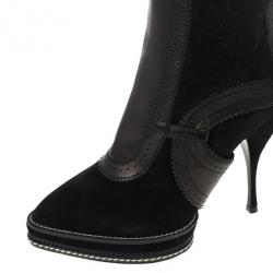 مملوكة مسبقًا Christian Dior Black Suede &amp; Leather Lace Up Intrigante Over The Knee Boots Size 38.5