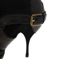 مملوكة مسبقًا Christian Dior Black Suede &amp; Leather Lace Up Intrigante Over The Knee Boots Size 38.5