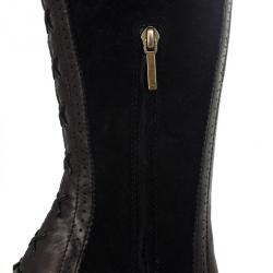 مملوكة مسبقًا Christian Dior Black Suede &amp; Leather Lace Up Intrigante Over The Knee Boots Size 38.5