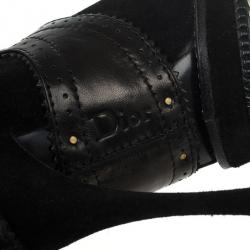 مملوكة مسبقًا Christian Dior Black Suede &amp; Leather Lace Up Intrigante Over The Knee Boots Size 38.5