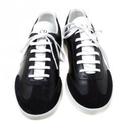 Pre Owned Dior Homme Monochrome Leather And Suede Sneakers Size 44