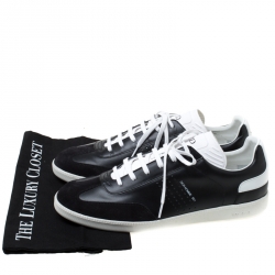 Pre Owned Dior Homme Monochrome Leather And Suede Sneakers Size 44