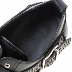 Dior Homme Black Brogue Leather Cross Strap Platform Oxfords Size 41.5