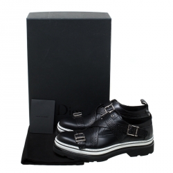 Dior Homme Black Brogue Leather Cross Strap Platform Oxfords Size 41.5