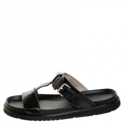Dior Homme Black Snakeskin Flat Slides Size 43.5
