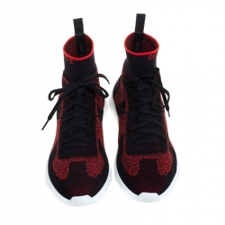 Pre Owned Dior Homme Black/Red Stretch Fabric High Top Sneakers Size 41