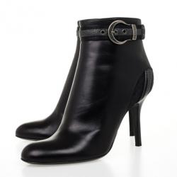مملوكة مسبقًا Christian Dior Black Leather Buckle Ankle Boots Size 40