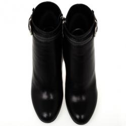 مملوكة مسبقًا Christian Dior Black Leather Buckle Ankle Boots Size 40