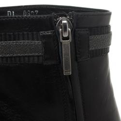 مملوكة مسبقًا Christian Dior Black Leather Buckle Ankle Boots Size 40