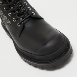 Dior Black Leather and Canvas Explorer Ankle Boots Size 41