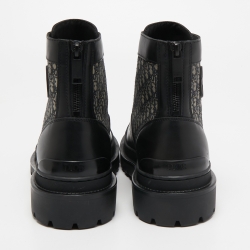 Dior Black Leather and Canvas Explorer Ankle Boots Size 41