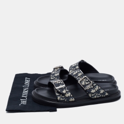 Pre Owned Dior Beige/Black Oblique Canvas Aqua Slides Size 43