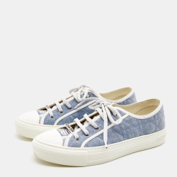 Pre Owned Dior Blue Cannage Quilted Canvas Walk'n'Dior Low Top Sneakers  Size 42