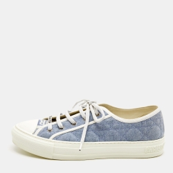 Pre Owned Dior Blue Cannage Quilted Canvas Walk'n'Dior Low Top Sneakers  Size 42
