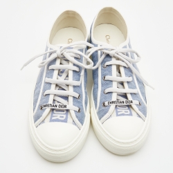 Pre Owned Dior Blue Cannage Quilted Canvas Walk'n'Dior Low Top Sneakers  Size 42
