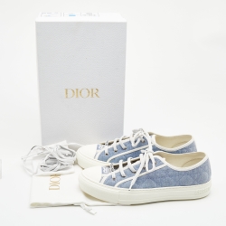Pre Owned Dior Blue Cannage Quilted Canvas Walk'n'Dior Low Top Sneakers  Size 42