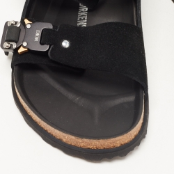 Pre Owned Dior X Birkenstock Milano Black Suede and Nubuck Buckle Slingback Sandals Size 42