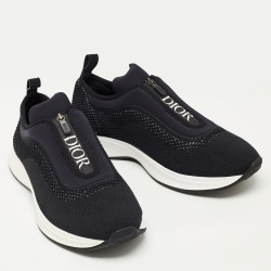 Dior Black Knit Fabric and Neoprene B25 Slip On Sneakers Size 45