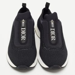 Dior Black Knit Fabric and Neoprene B25 Slip On Sneakers Size 45