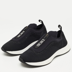 Dior Black Knit Fabric and Neoprene B25 Slip On Sneakers Size 45