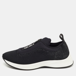 Dior Black Knit Fabric and Neoprene B25 Slip On Sneakers Size 45