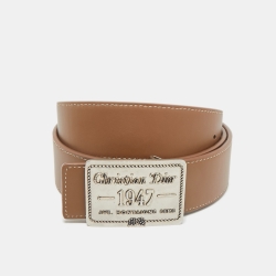 Dior Beige CD Diamont Print Coated Canvas Logo Plague Belt 95CM