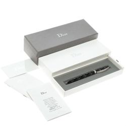 Dior Black Patent Resin & Engraved Silver Tone Ballpoint Pen