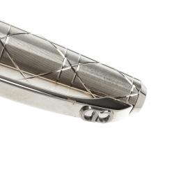 Pre Owned Christian Dior Cane-work Engraved Silver Tone Ballpoint pen