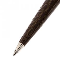 Pre Owned Dior Brown Lacquer Silver Tone Ballpoint Pen