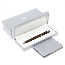 Pre Owned Dior Brown Lacquer Silver Tone Ballpoint Pen