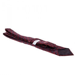 Pre Owned Dior Red and Navy Geometric Pattern Silk Jacquard Tie