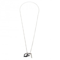 Pre Owned Dior Homme Silver Tone Black Toggle Chain