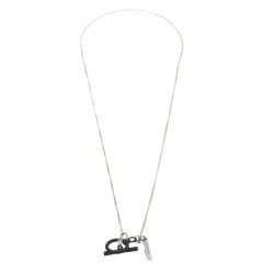 Pre Owned Dior Homme Silver Tone Black Toggle Chain