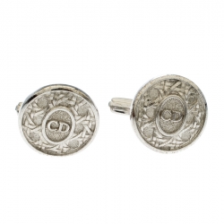 Dior CD Textured Silver Tone Round Cufflinks