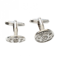 Dior CD Textured Silver Tone Round Cufflinks