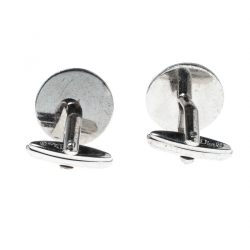 Dior CD Textured Silver Tone Round Cufflinks