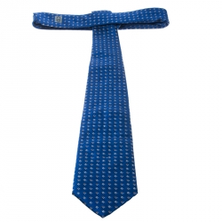 Pre Owned Dior Cobalt Blue Patterned Silk Jacquard Tie