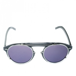 Pre Owned Dior Homme Silver/Black Diorgenese Round Sunglasses