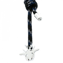 Pre Owned Dior Bee Silver & Woven Cord Adjustable Bracelet 