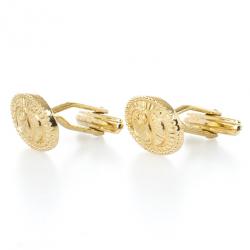 Christian Dior Logo Gold Plated Round Cufflinks