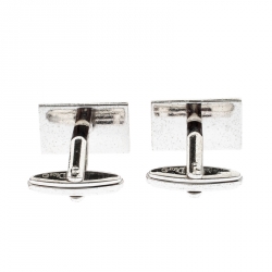 Pre Owned Dior Logo Stripe Two Tone Metal Tie Pin Cufflink Set