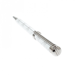 Dior White Composite Engraved Silver Tone Ballpoint Pen