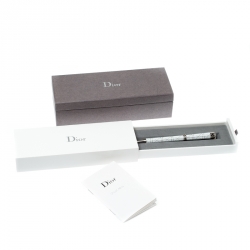 Dior White Composite Engraved Silver Tone Ballpoint Pen