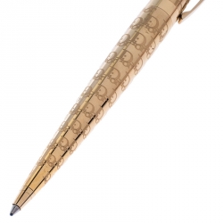 Pre Owned Dior Gold Tone Logo Embossed Stylos Ballpoint Pen