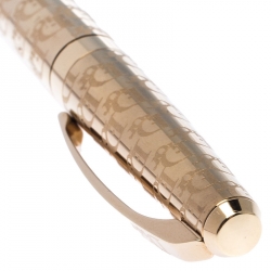 Pre Owned Dior Gold Tone Logo Embossed Stylos Ballpoint Pen