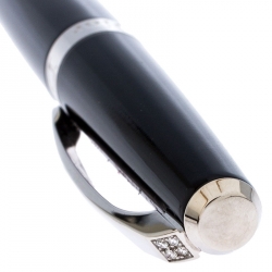 Dior Black Lacquer Diamond Encrusted Silver Tone Ball Point Pen