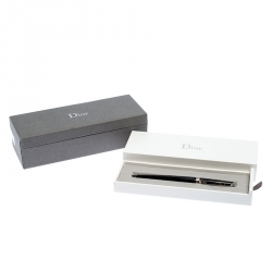 Dior Black Lacquer Diamond Encrusted Silver Tone Ball Point Pen