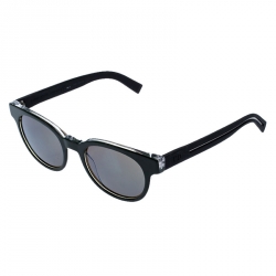 Pre Owned Dior Homme Soft Black /Green 182S Black Tie Round Sunglasses