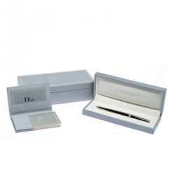 Pre Owned Dior White Ceramic Embellished Silver Tone Ballpoint Pen